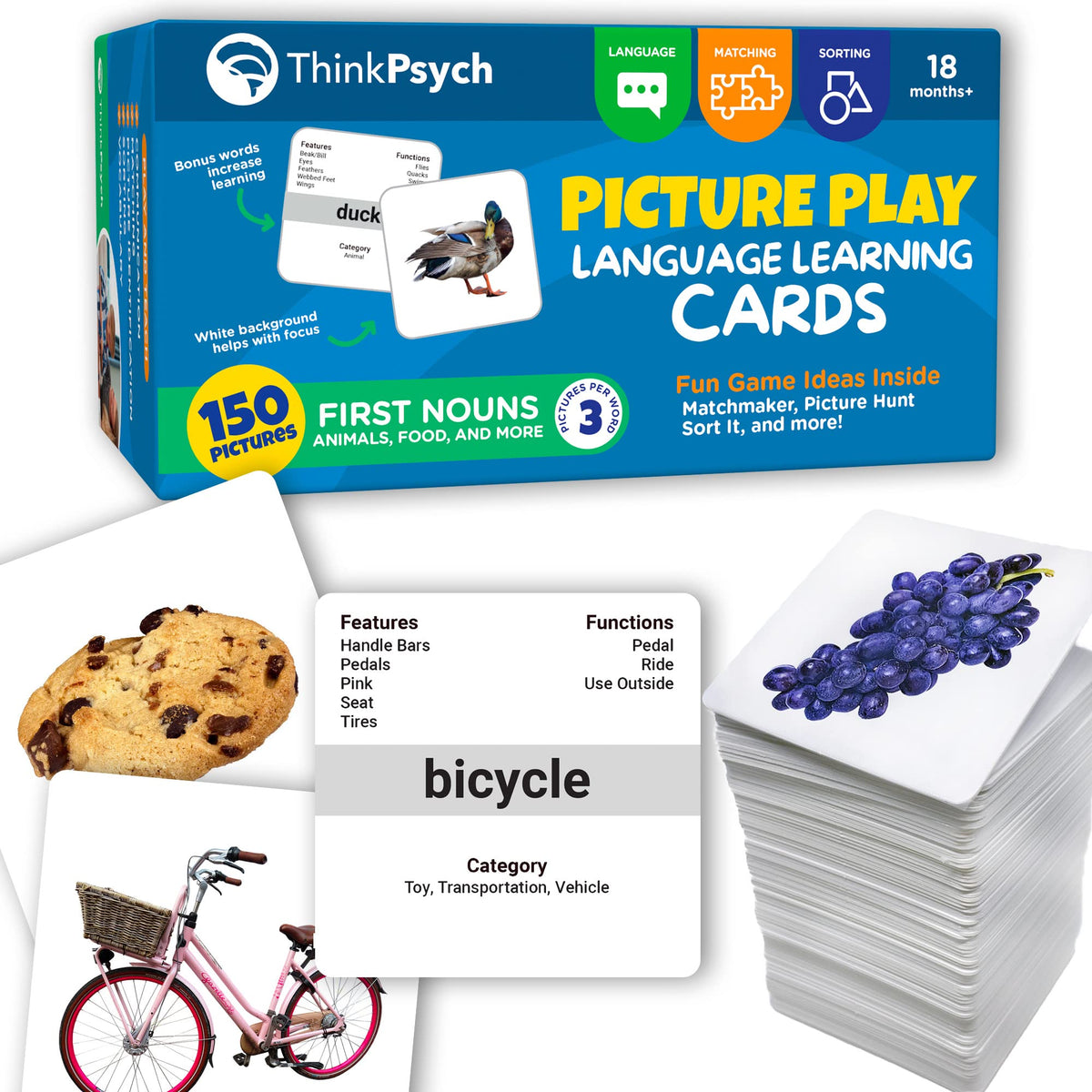 ThinkPsych First Nouns Picture Play Cards animals: engaging expressive language and vocabulary growth