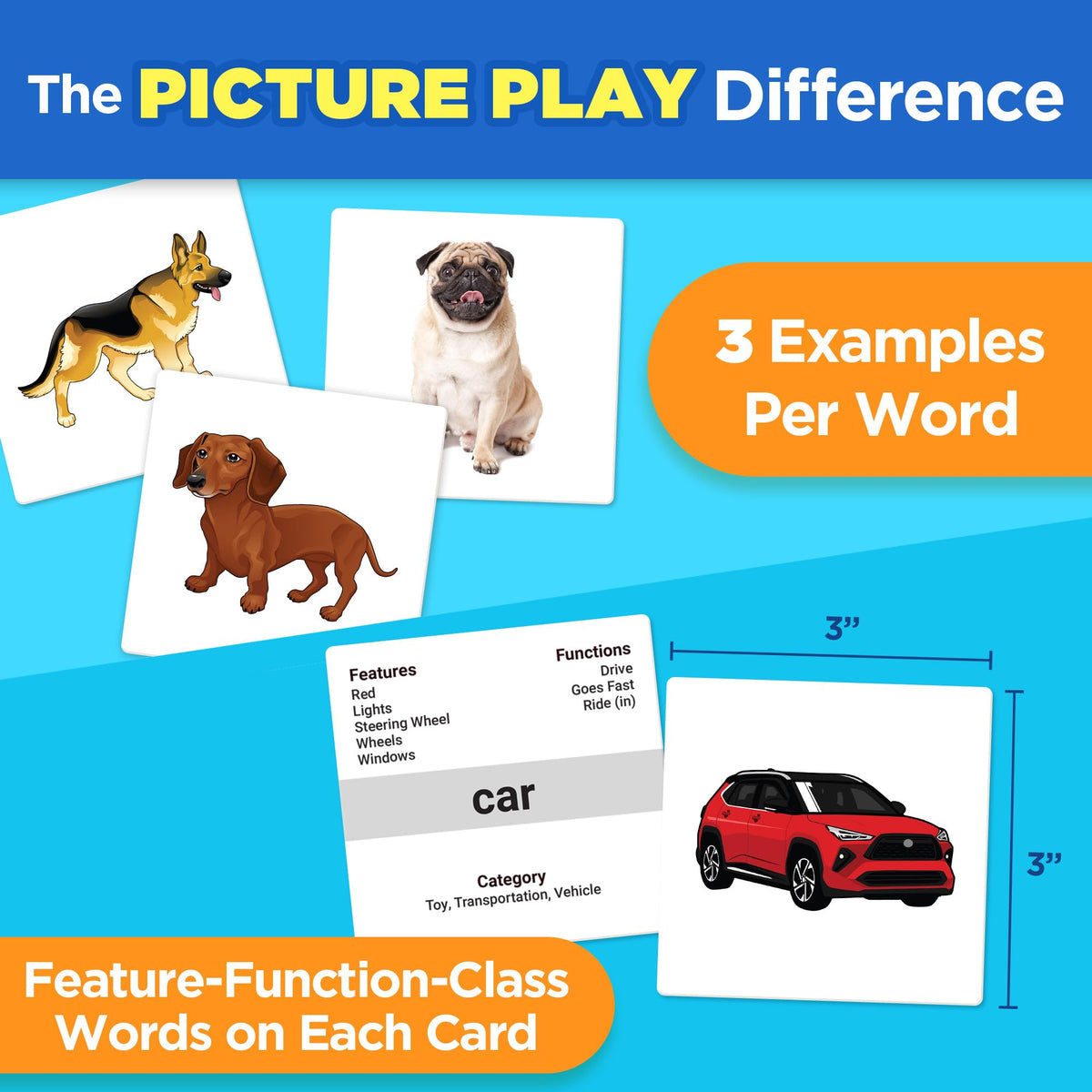 ThinkPsych First Nouns Picture Play Cards vehicles: boosts descriptive speech during play
