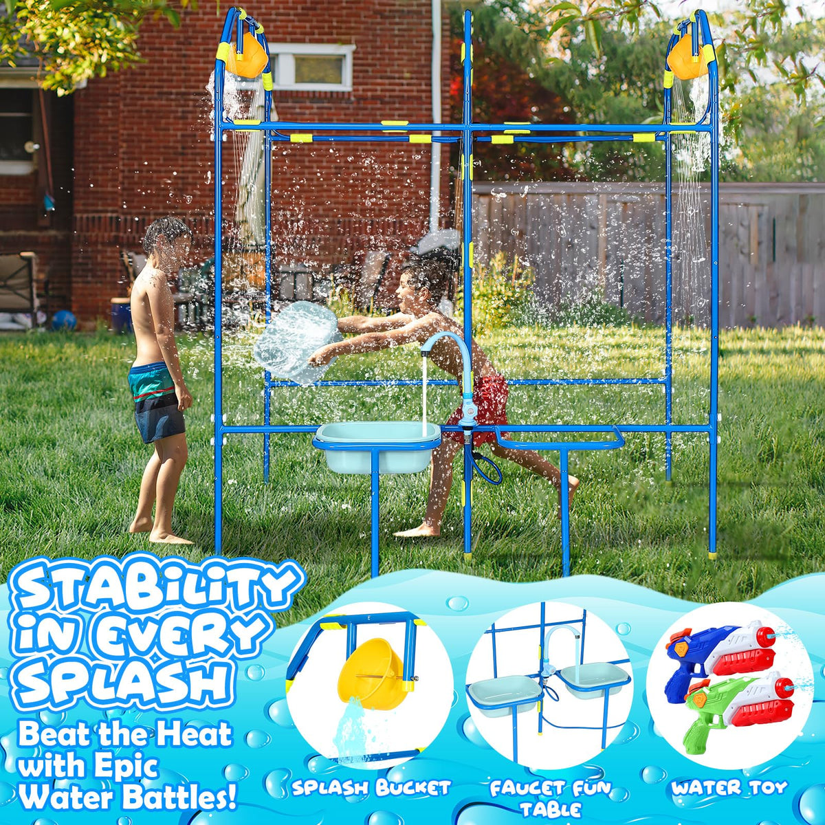 THISWUW heavy-duty steel frame — sturdy, stable play structure that resists heat and pressure.
