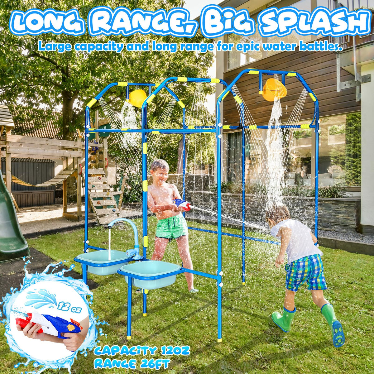 THISWUW independent sprinkler system — steady splash without rust, for durable summer fun.