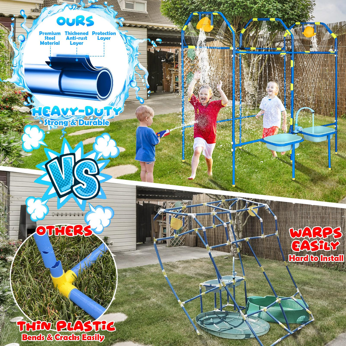THISWUW splash buckets and water table — convenient splash zones for refill and giggles.