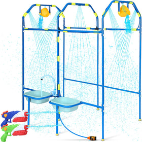 THISWUW water park sprinkler toy — overall setup, durable steel frame for active backyard play.