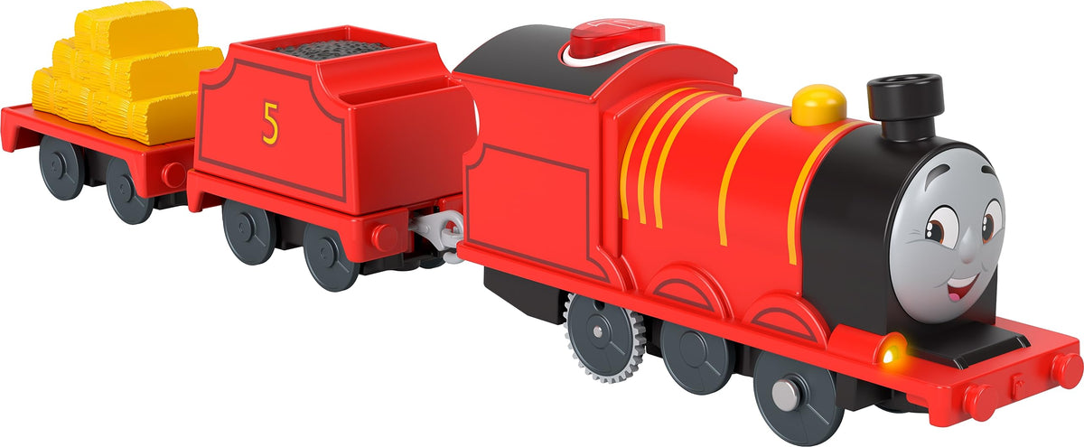 Thomas & Friends James engine front view for imaginative play and sound effects.