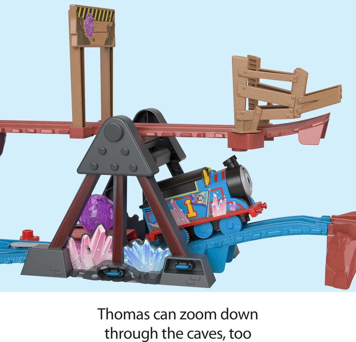 Thomas & Friends engine switch in use promotes direct control during play.