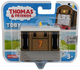 Thomas & Friends Toby diecast train on track, smooth wheels for push-along play.