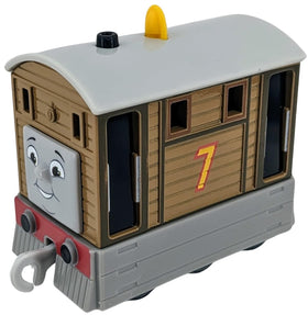Thomas & Friends Toby diecast train, side view, durable design for frequent use.