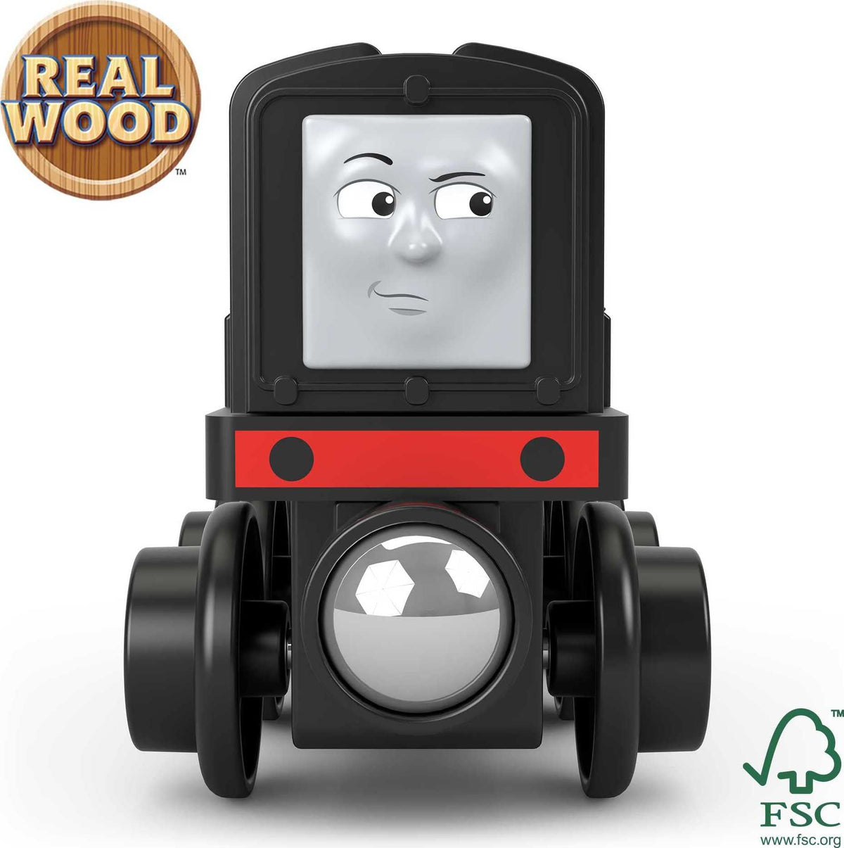 Thomas & Friends wooden railway engine close-up showing durable construction.