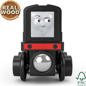 Thomas & Friends wooden railway engine close-up showing durable construction.