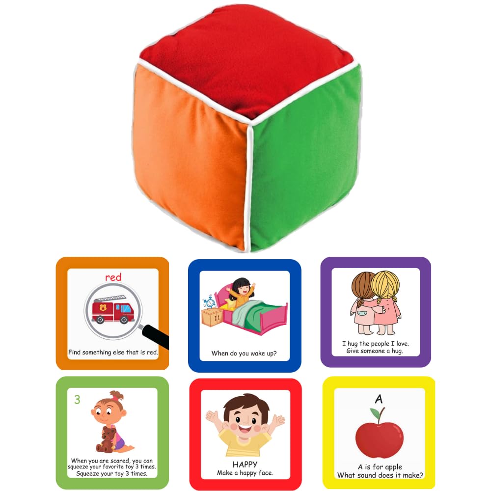 Thought-Spot Play & Learn Cube rolled to match colors and numbers in a fun activity.