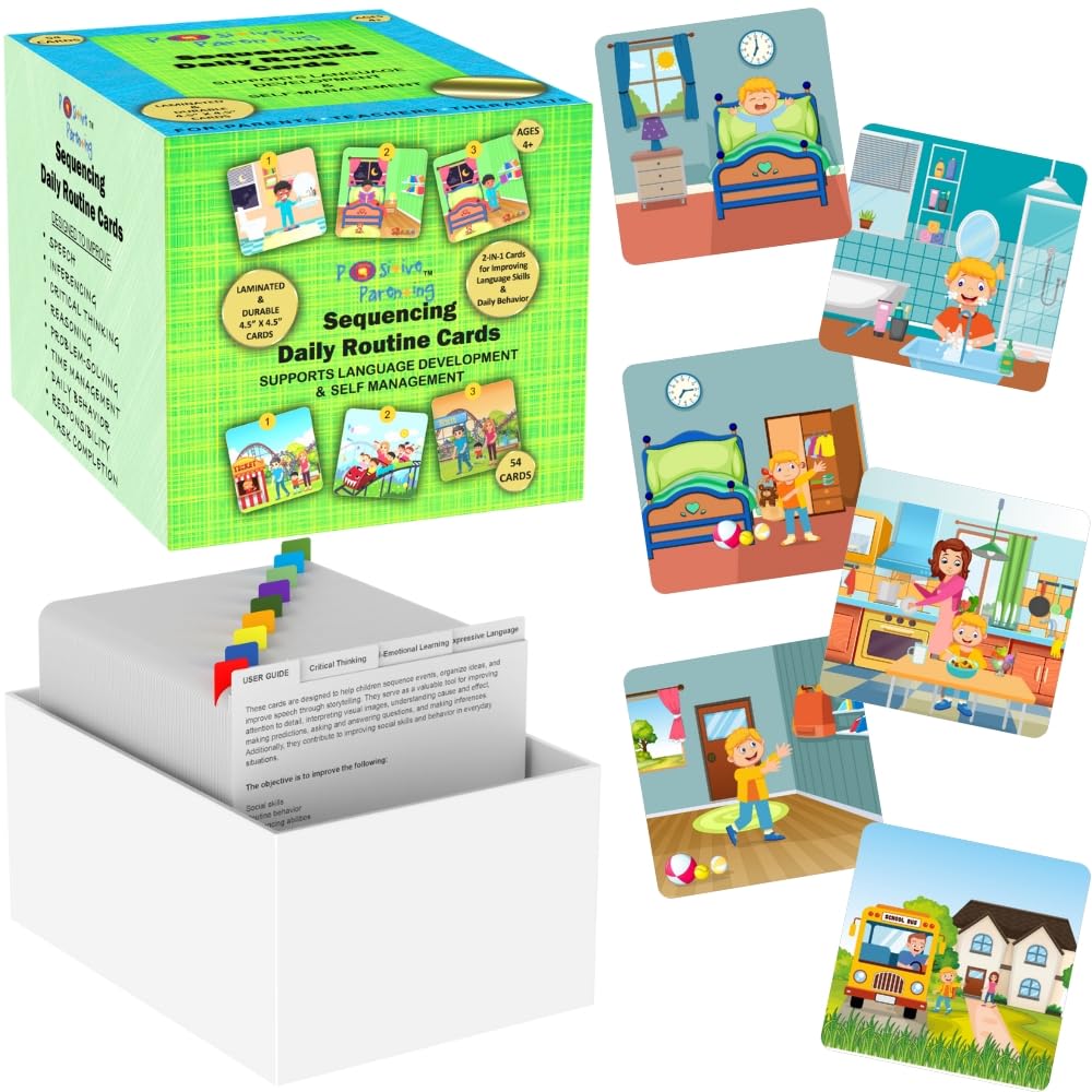 Thought-Spot sequencing cards: store scene to boost narrative sequencing and daily planning skills.