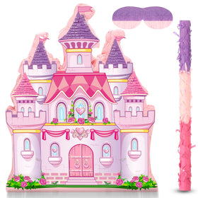 Threan Princess Castle Pinata Bundle shown as a complete party set for easy setup and festive fun