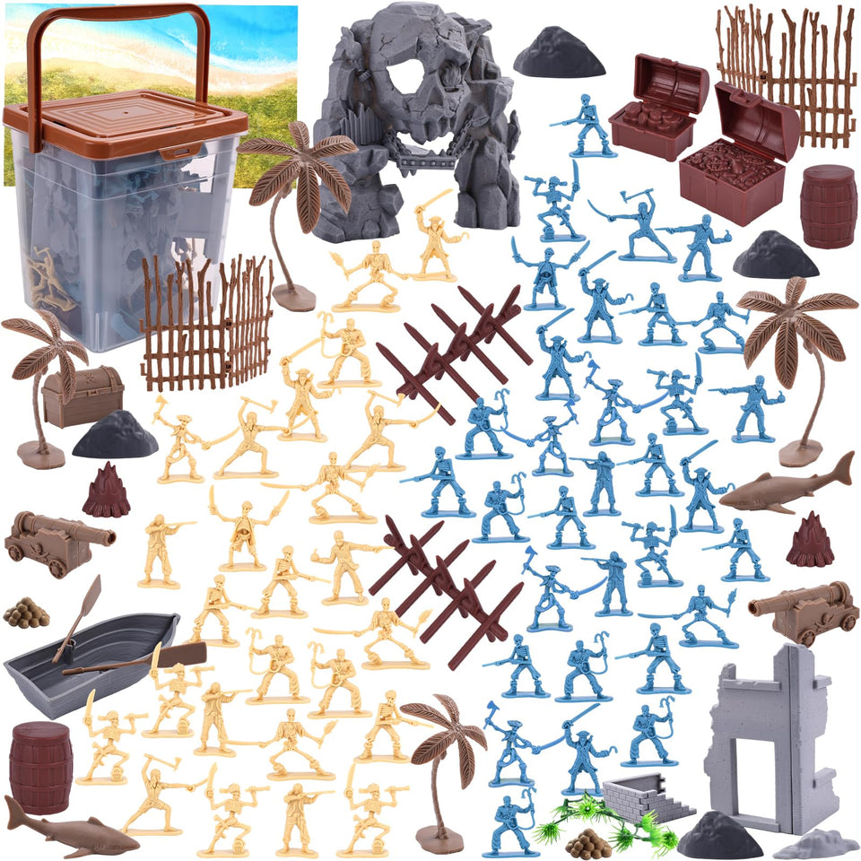 Three Otters pirate island playset bucket boosts imaginative play and storytelling