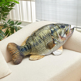 Threehoney largemouth bass plush pillow colorful pattern adds playful room decor