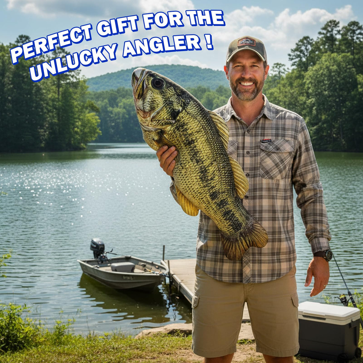 Threehoney largemouth bass plush pillow 32 inch size serves as a comfy nap companion