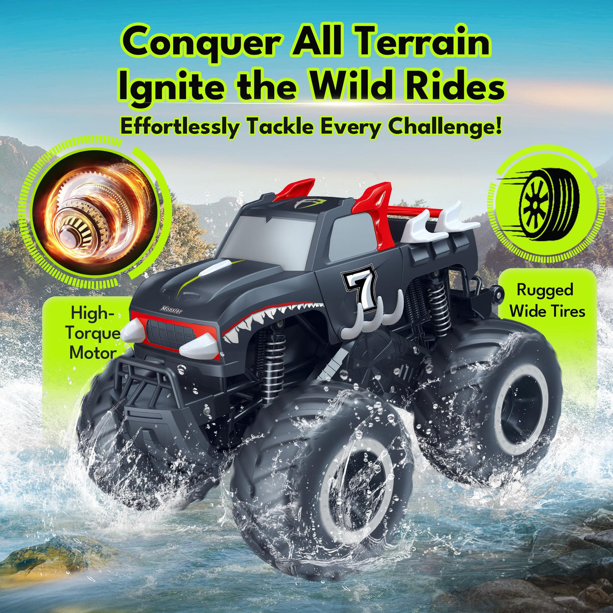 Threeking Monster Truck front anti-collision beams protect durability during crashes