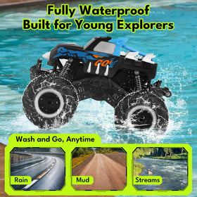 Threeking Monster Truck side view highlights robust 4WD performance for rough terrain.