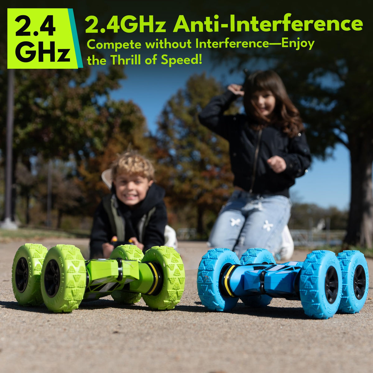 Threeking RC stunt car auto demo mode showcases stunts automatically