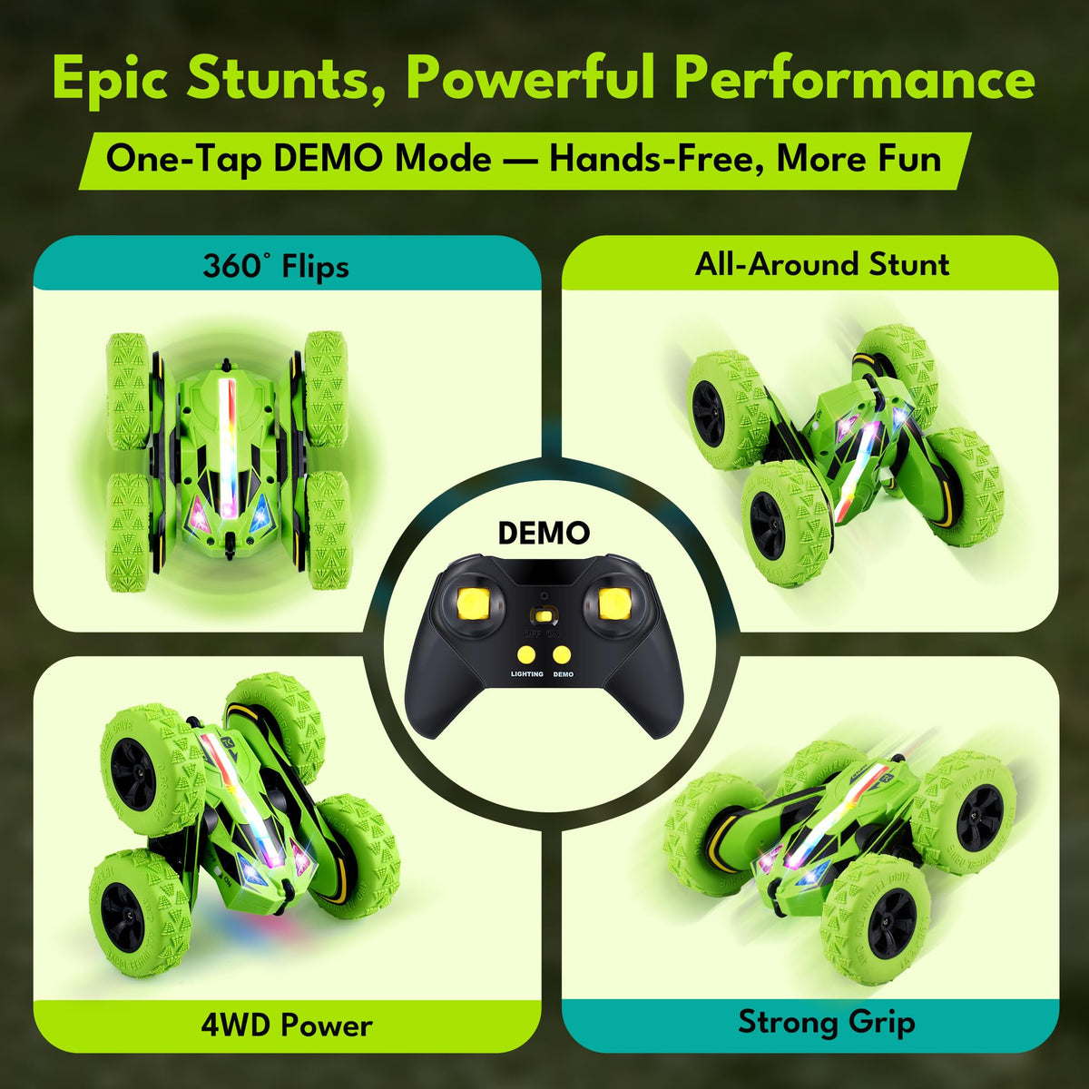 Threeking RC Stunt Car Type-C charging compatible