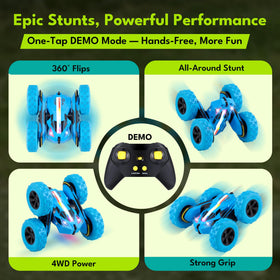 Threeking RC stunt car Type-C charging for easy power on the go