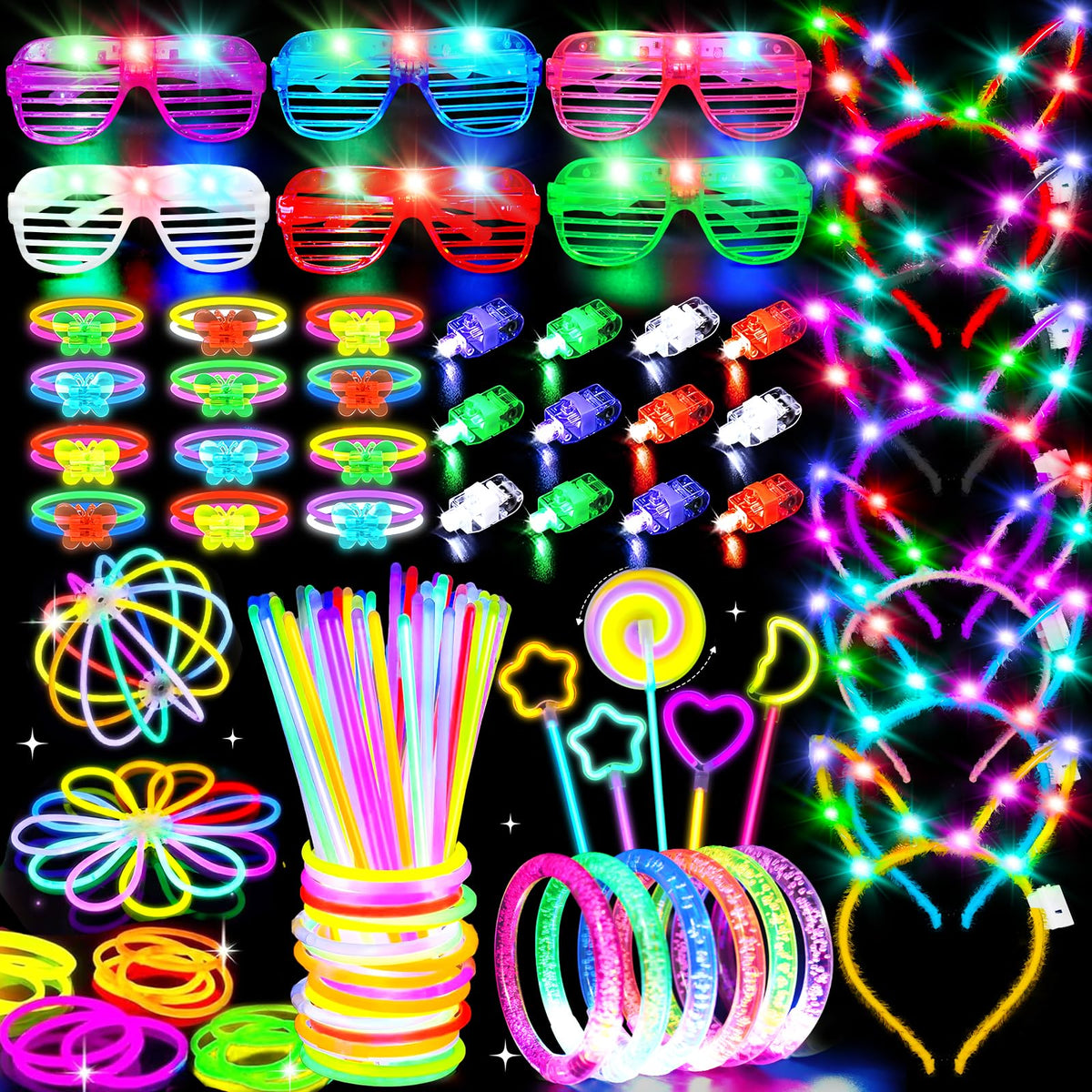 Thremhoo 156Pcs glow sticks bulk pack with neon glow sticks for DIY party decorating