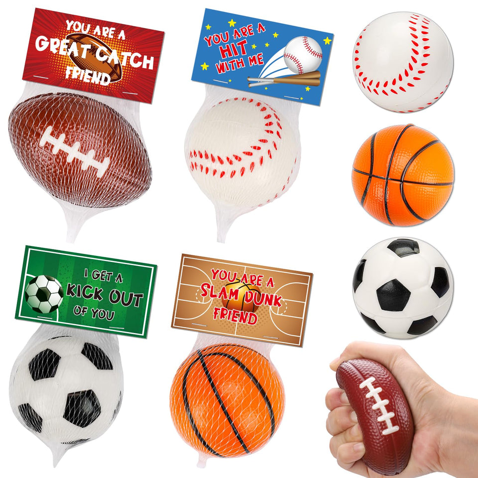 Thremhoo 16-pack sport stress balls in bulk, ideal for classroom prizes and party favors