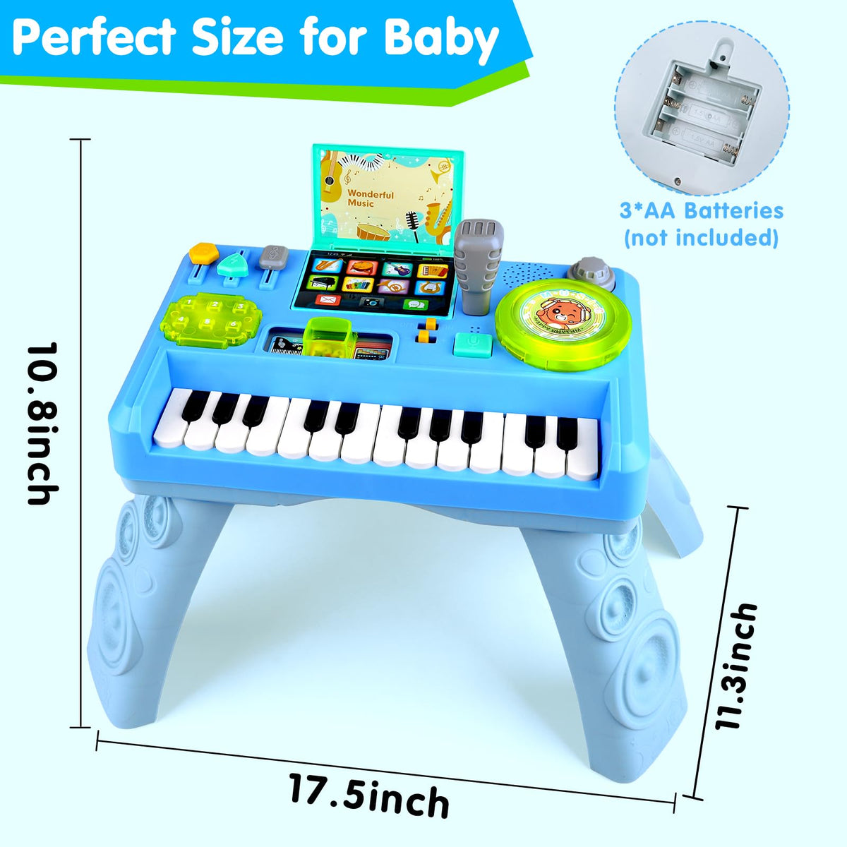 Thremhoo Baby DJ Table LED turntable engages kids in pretend mixing and rhythm.