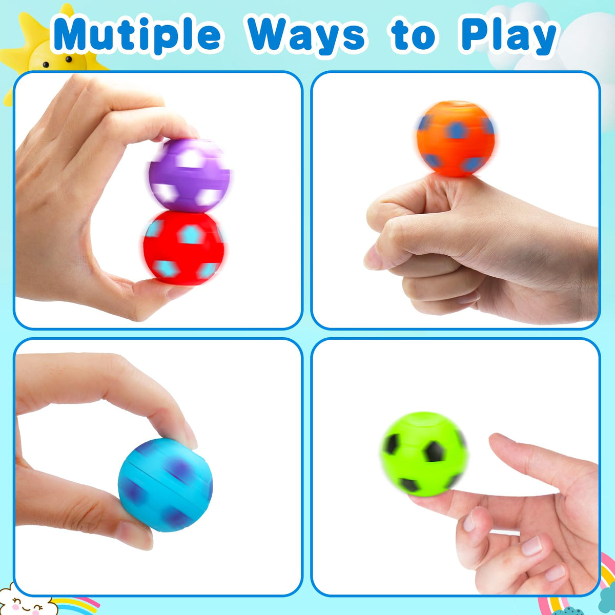 Child spins Thremhoo soccer ball fidget for focus.