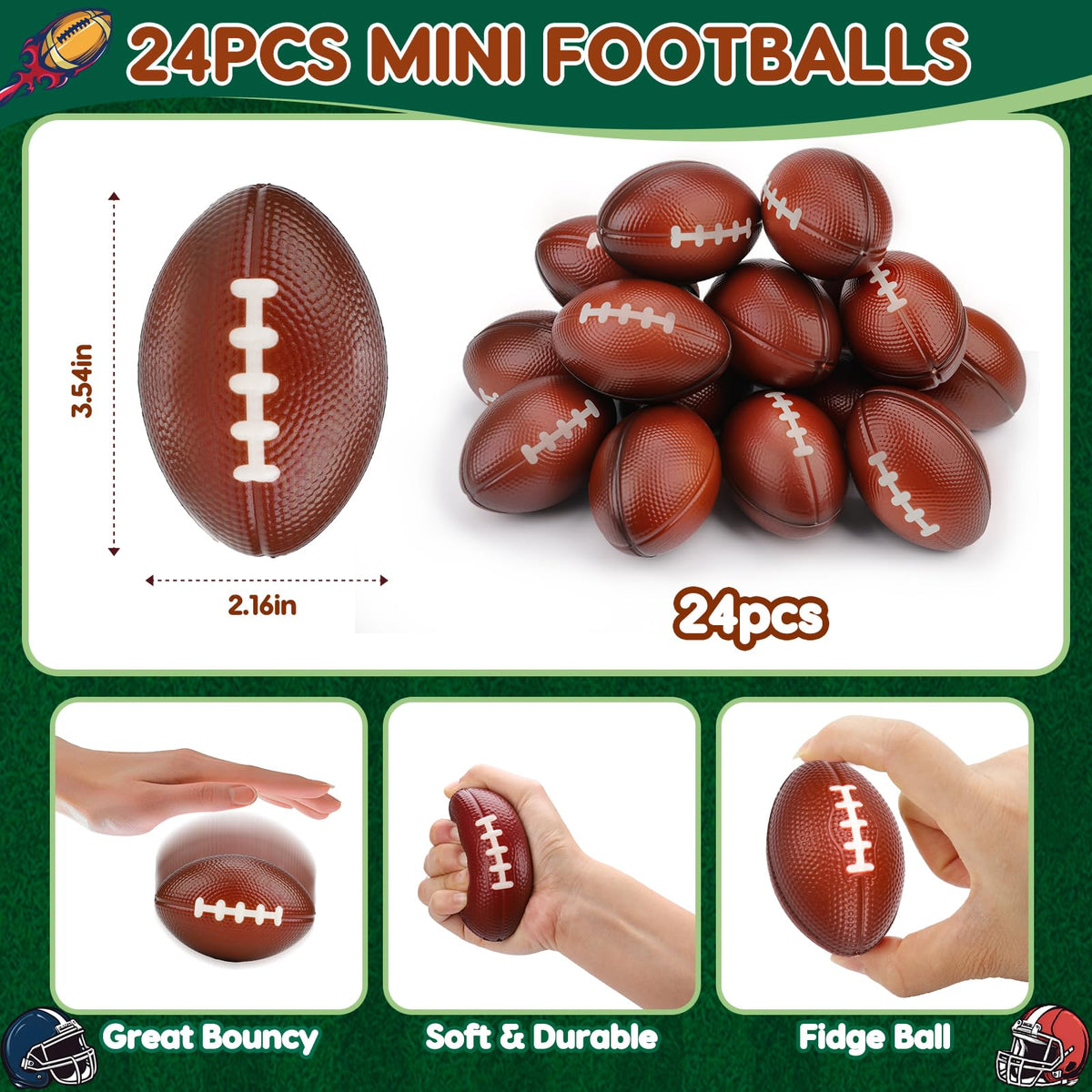 Thremhoo foam footballs with mesh bags ideal for Easter egg hunts and prizes.