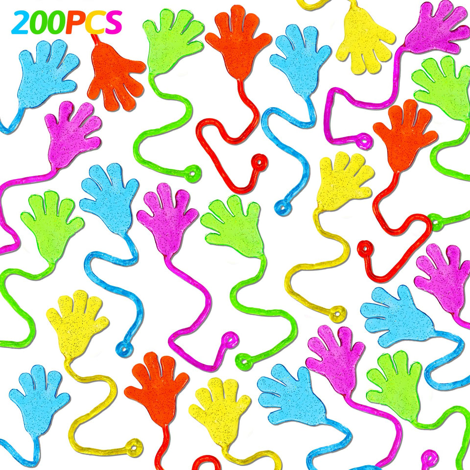 Thremhoo glitter sticky hands 200pcs packaged set, vibrant colors for party prep