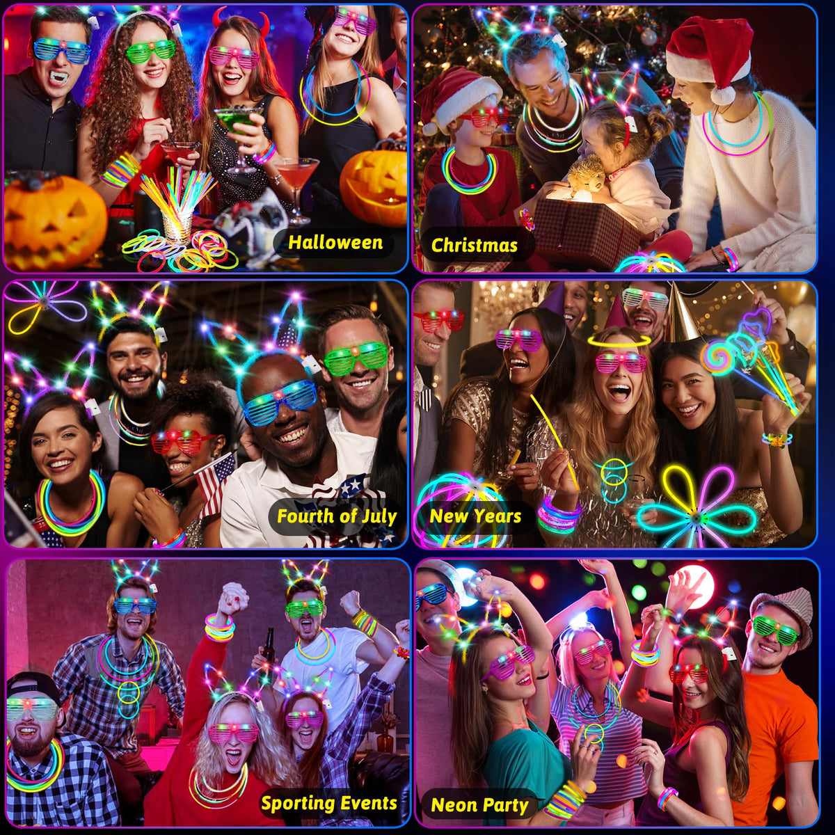 Thremhoo neon glow accessories headbands for festive night events