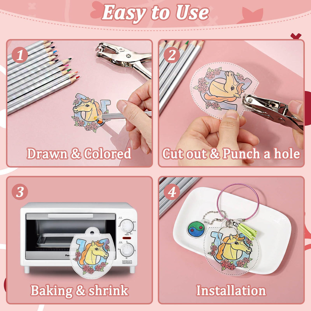 Thrilez Shrinky creativity ideas for keychains and charms windchimes.