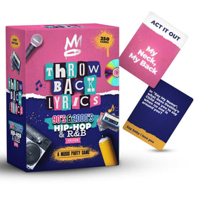 Throwback Lyrics 250 cards deck for nostalgic music trivia fun.