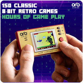 Thumbs Up mini retro games console side angle highlighting portable fun anywhere.