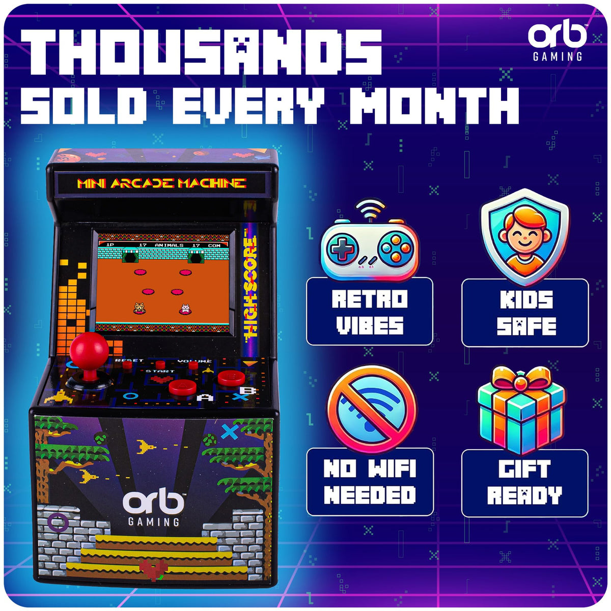 Thumbs Up Orb mini arcade preloaded with 300 games for instant play