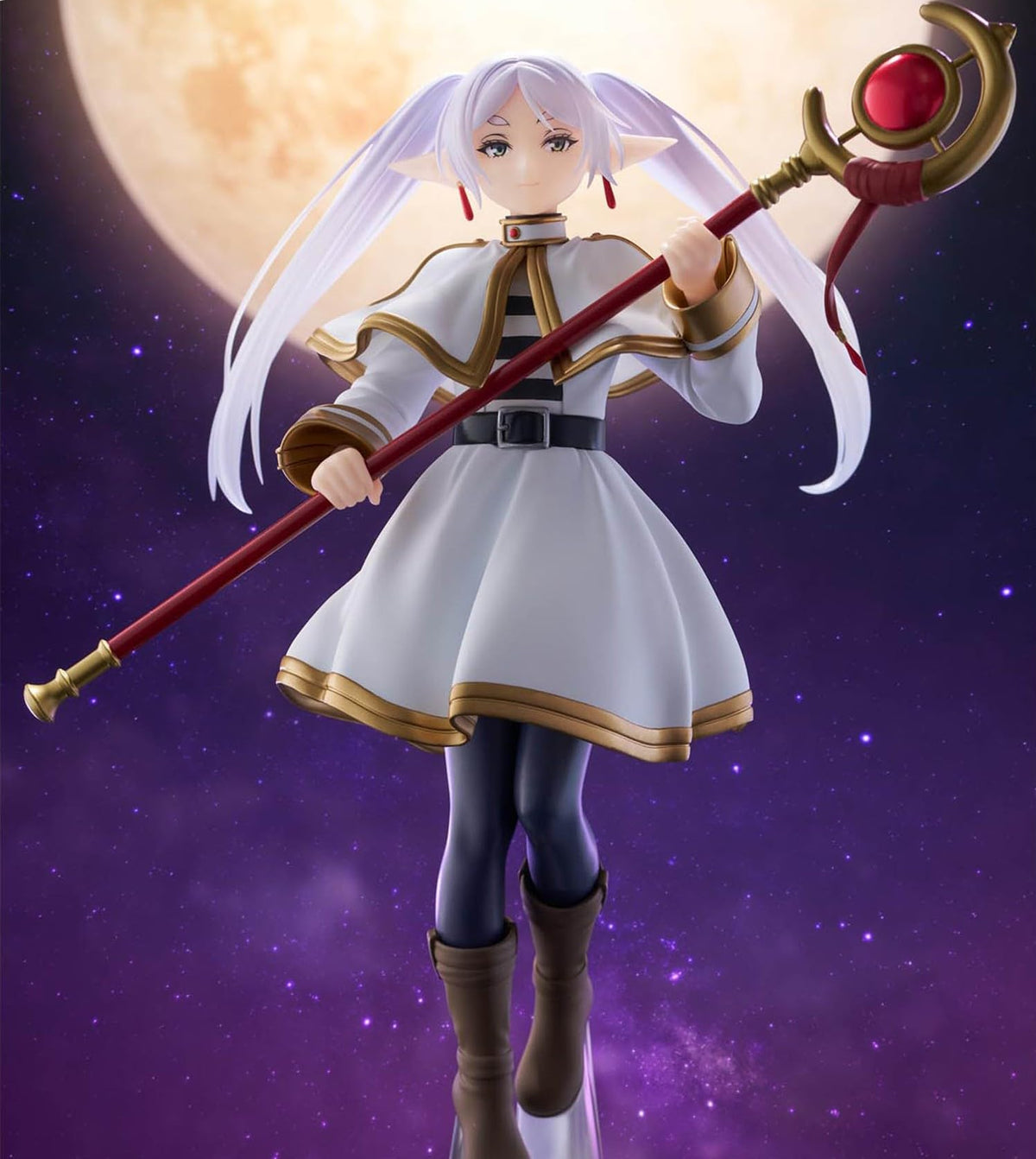 Thunder Tech Frieren figure features a dynamic motion pose for an eye-catching anime collection.