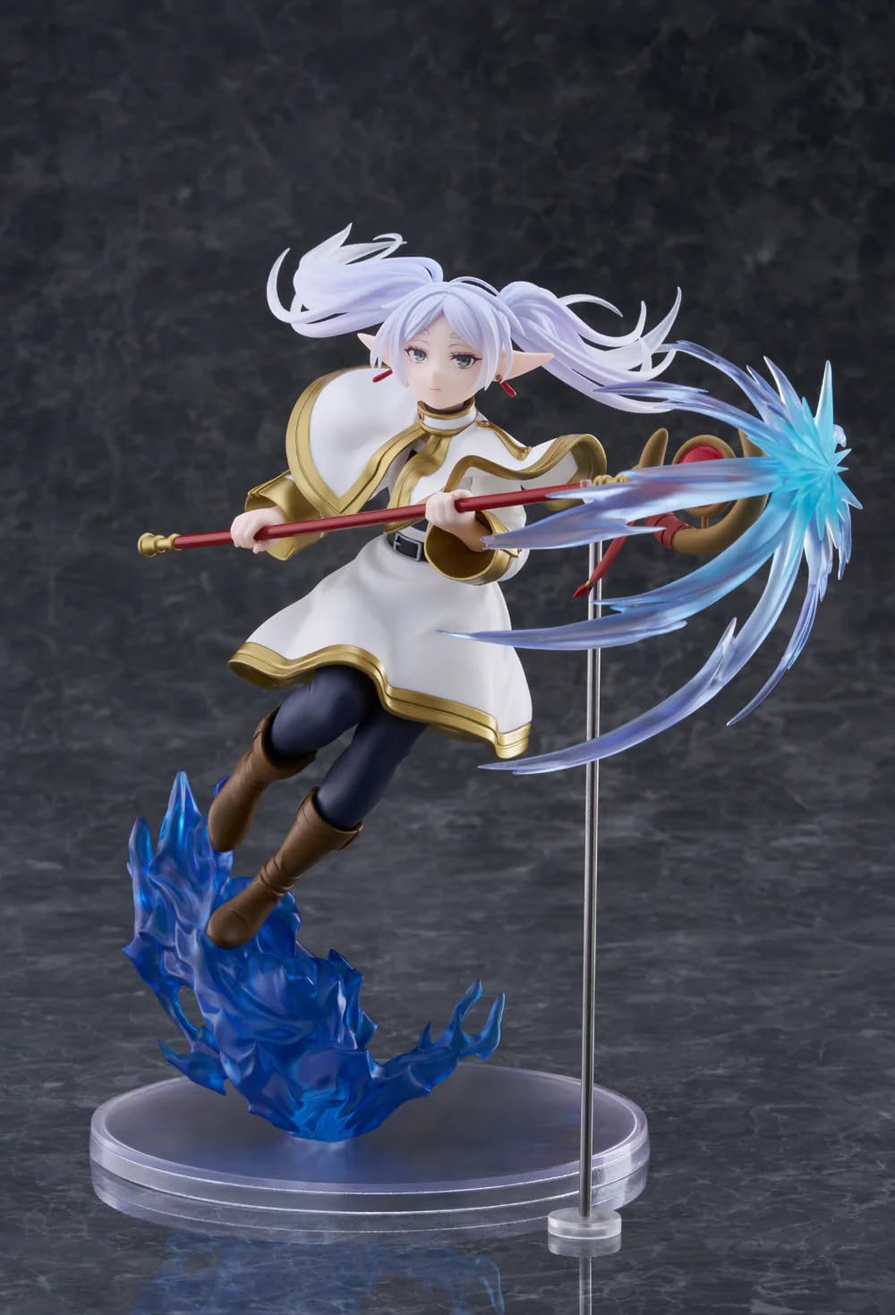 Thunder Tech Frieren figure cloak flow highlights graceful display styling.