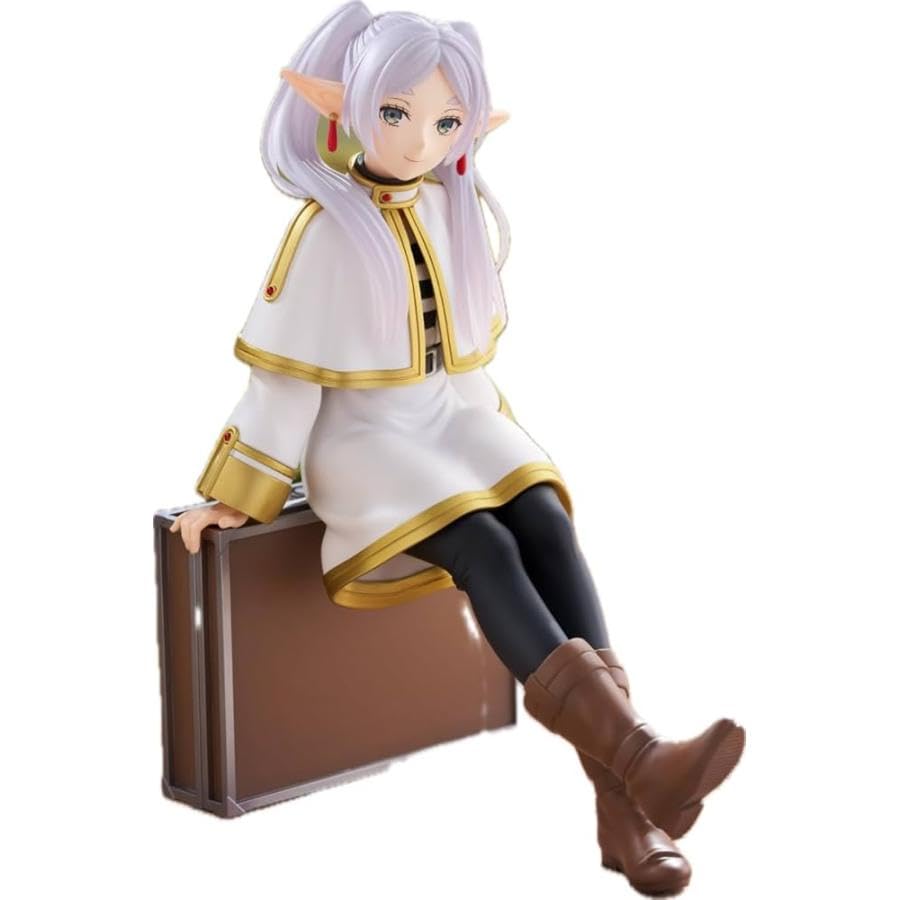Thunder Tech Frieren Trunk Ver Figure seated on a travel trunk for desk display.