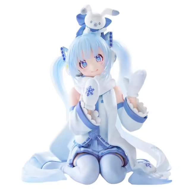 Thunder Tech Hatsune Miku Snow Miku Sky Town 10th ver Noodle Stopper with snowflake scarf shines on display