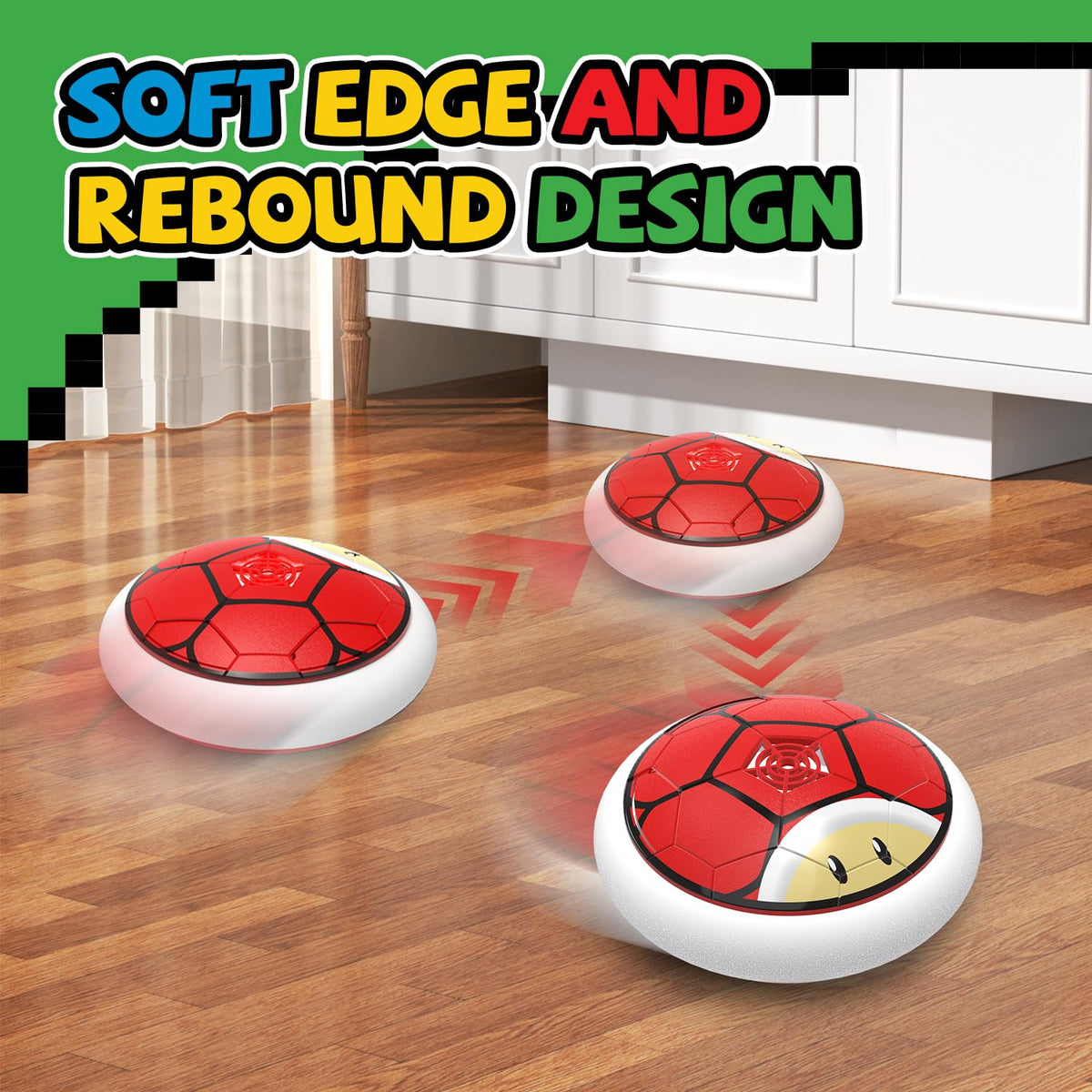 Thusine hover soccer ball LED glow creates a party-friendly room vibe.