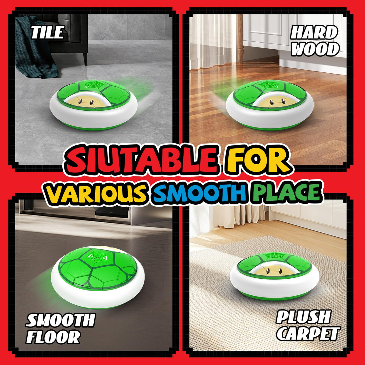 Thusine hover soccer ball with soft bumpers protects furniture and walls.