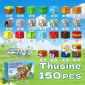 Thusine blocks colorful cubes assemble into structures for imaginative problem-solving.