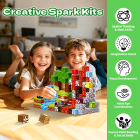 Thusine magnetic blocks support group play and collaborative learning.