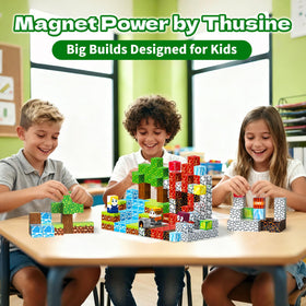 Thusine magnetic blocks ideal for travel and on-the-go learning.