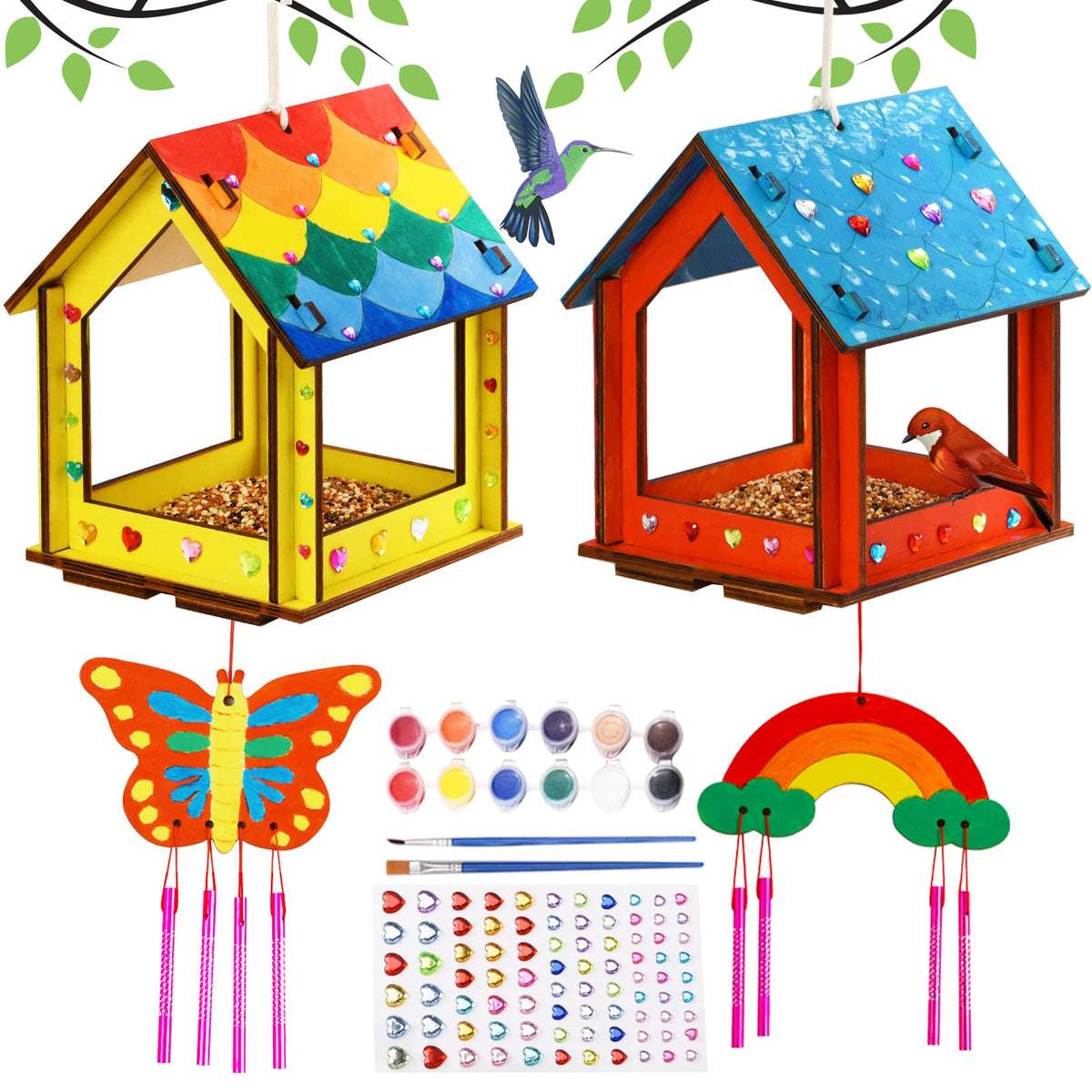 THWAS-LIGHT bird feeder wind chime kit front view for outdoor DIY fun and learning