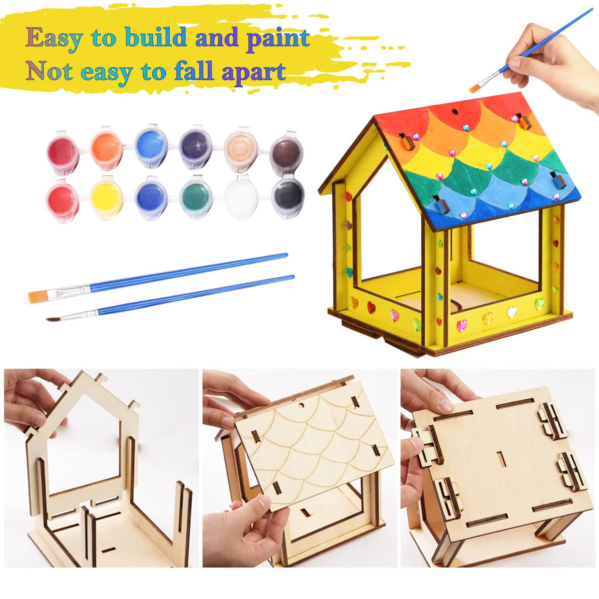 THWAS-LIGHT unfinished wood bird feeder assembly for easy kid projects