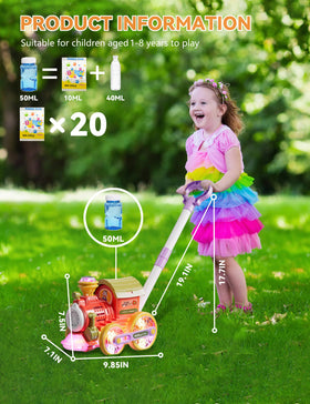 TI-TOO Bubble Lawn Mower push handle enables easy transport during playtime.