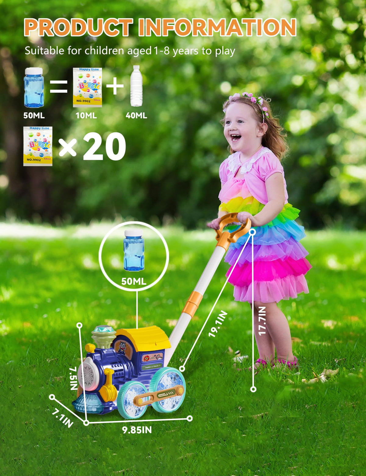 TI-TOO bubble train push-pull handle for portable use