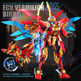 TIALLOW close-up of poseable joints on the Fire Phoenix Mech for versatile poses.