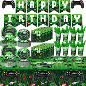 Tiamon 172-piece video game party decorations with banner adds colorful festive atmosphere