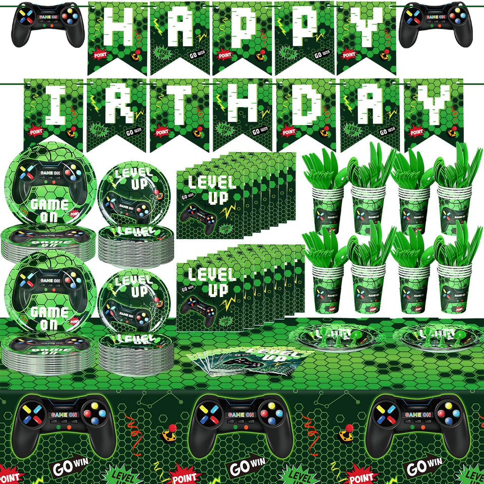Tiamon 172-piece video game party decorations with banner adds colorful festive atmosphere